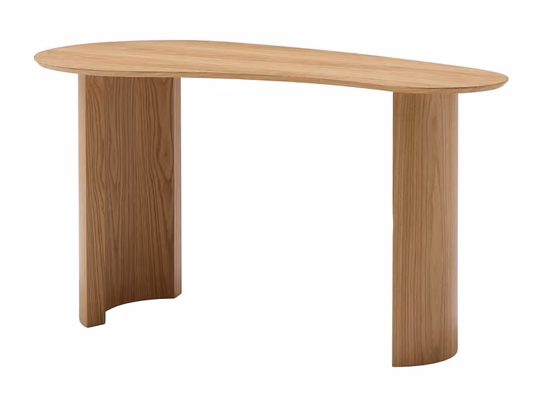 Escritorio de diseño redondeado VENTE-UNIQUE en acabado de madera beige y MDF laminado An/P/Al: 140 x 75 x 50 cm