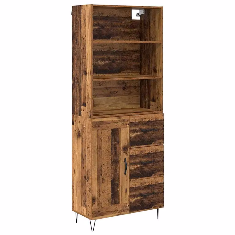 Set de 2 aparadores altos vidaXL de madera y metal en color marrón para salón o comedor, An/P/Al: 69,5 x 34 x 180 cm