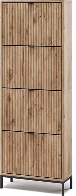 Vicco Zapatera abatible Eliza en roble vikingo con 4 cajones plegables, An: 60 cm, Al: 168 cm, P: 24 cm