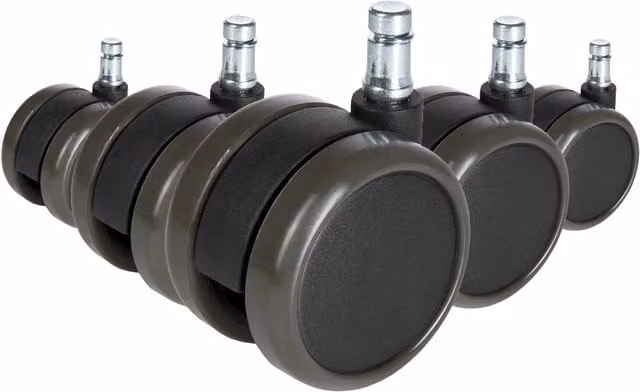 Pack de 5 ruedas ROLO FREE de 10mm/65mm para suelos duros en color negro