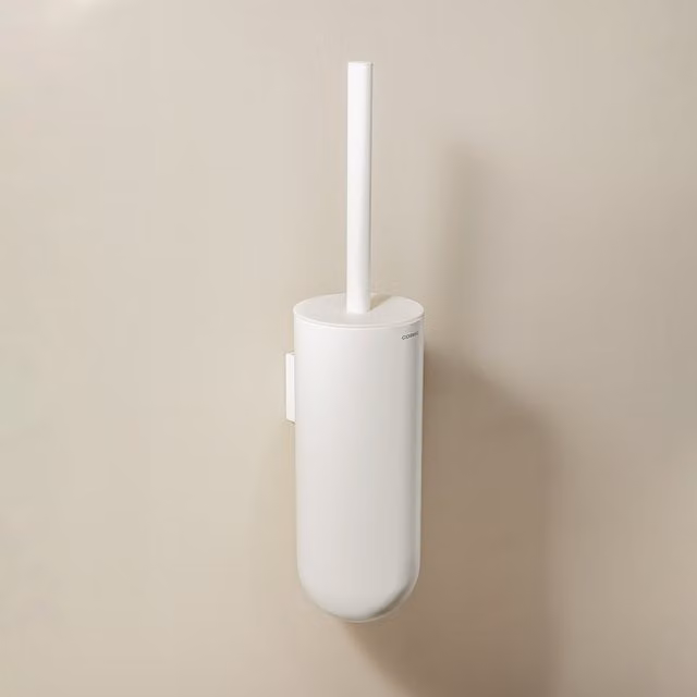 Escobillero de pared Geyser Cosmic con escobilla de diseño ovalado en acero inoxidable blanco