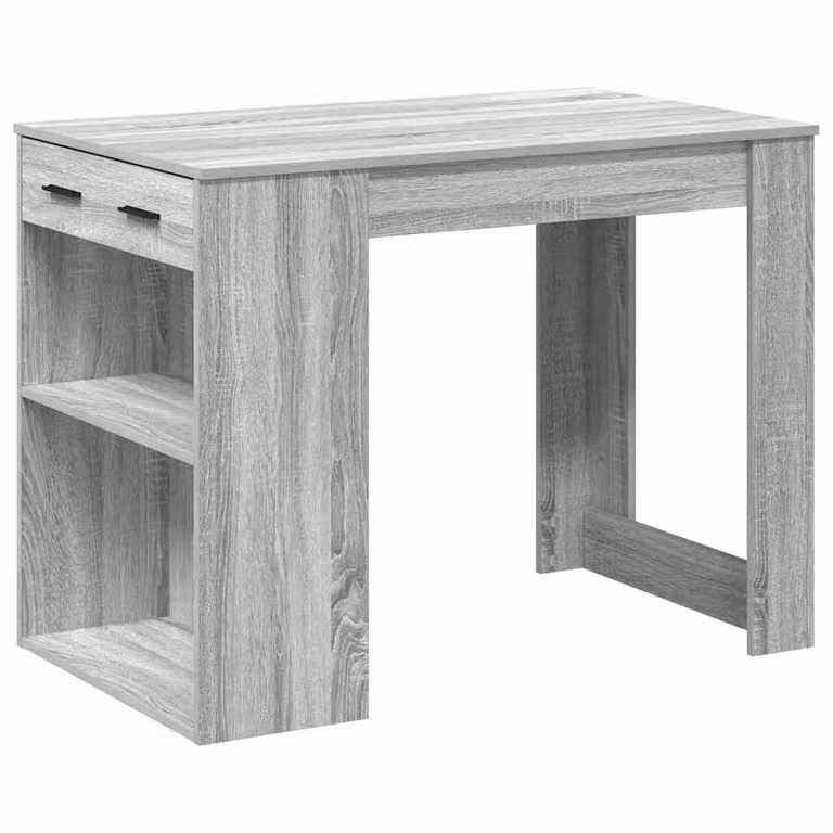 Escritorio para ordenador vidaXL con cajón y estante en madera MDF color gris sonoma
