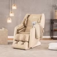 Sillón de masaje CORVIA Home Deluxe con tapizado de tejido premium en color beige
