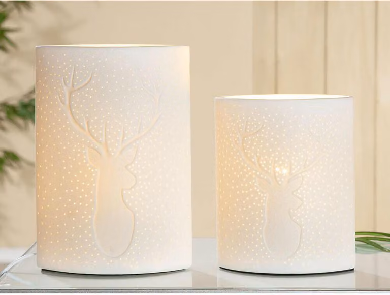 Lámpara de mesa Gilde de cerámica blanca con diseño orgánico, An: 18.0 cm, P: 9.0 cm, Al: 26.0 cm