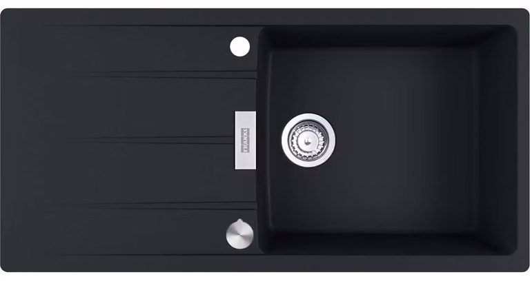 Fregadero empotrable Franke Maris CNG 611-100 de fragranito color Onyx con mando de giro de acero inoxidable An/P/Al: 100 x 50 x 50 cm