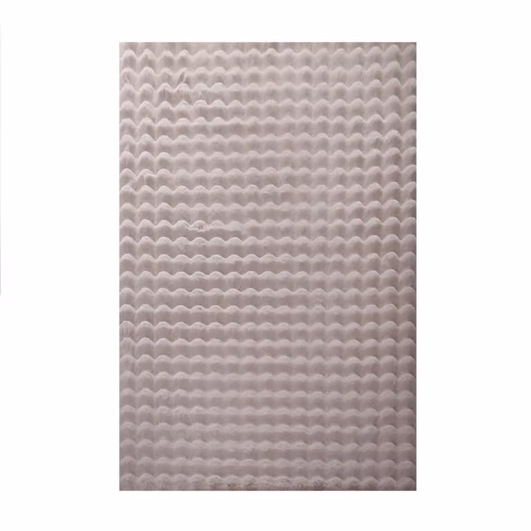 Alfombra Nazar de efecto burbujas en color beige, diseño moderno y abstracto, An/P/Al: 80 x 250 x 2,5 cm