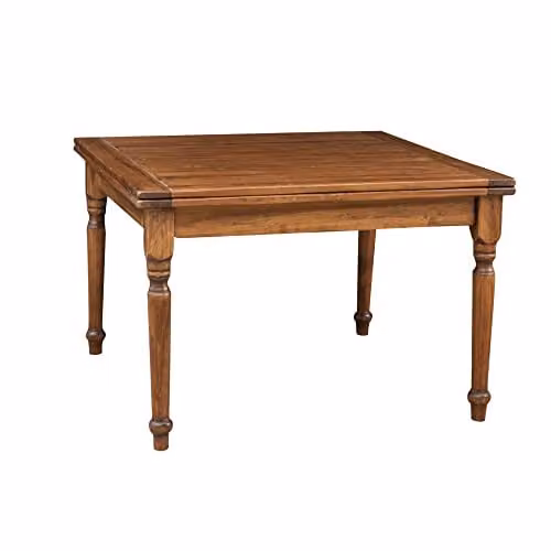 Mesa de comedor extensible Biscottini de madera maciza de tilo y nogal, diseño cuadrado de estilo rústico, An/P/Al: 120 x 120 x 80 cm