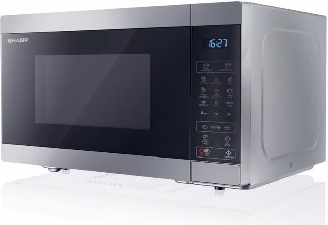 Horno microondas con grill Sharp YC-MG81E-S de 28 l, 900 W, color negro y gris