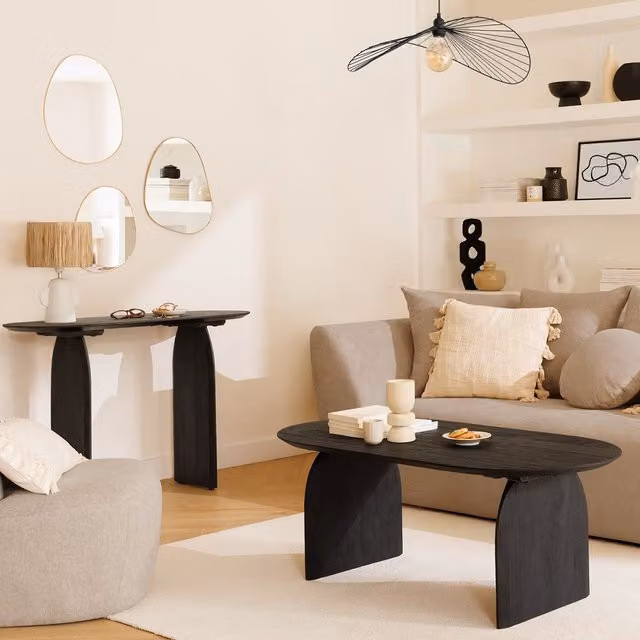 Consola Isana de Atmosphera en madera de mango color negro con acabado mate y diseño minimalista, An: 110 cm, Al: 77 cm, P: 45 cm