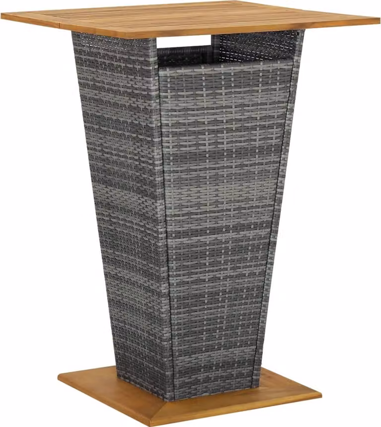 Mesa alta Syfax de ratán sintético y madera de acacia gris An/P/Al: 80 x 80 x 110 cm