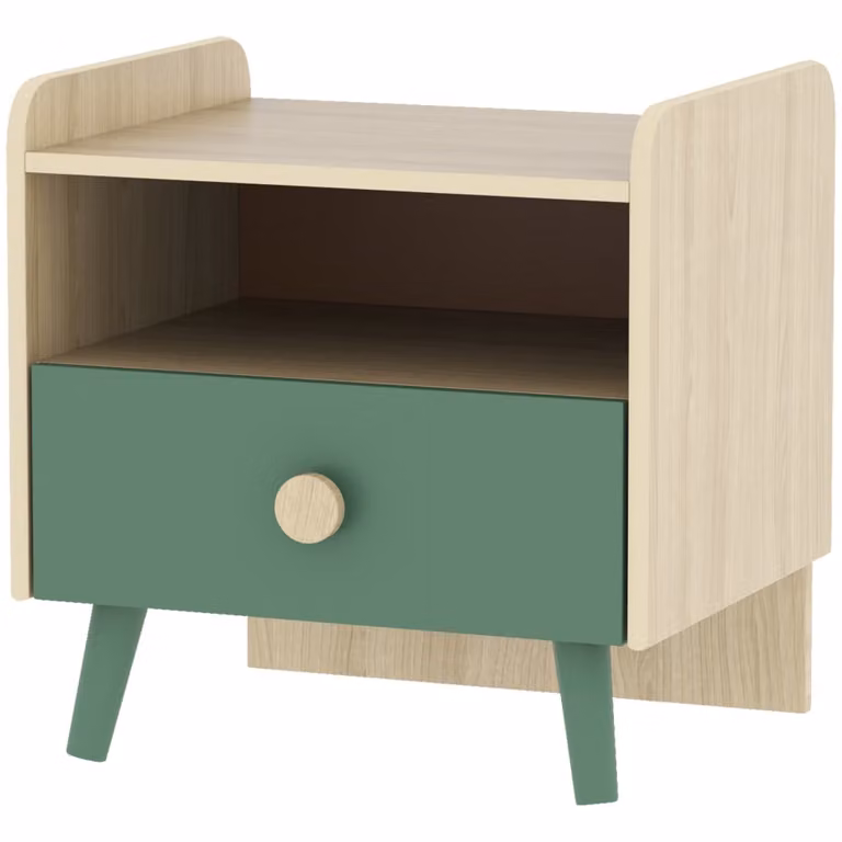 Mesita de noche moderna Maison Chic de madera de pino en color verde para dormitorio infantil An/P/Al: 40 x 32,5 x 40 cm