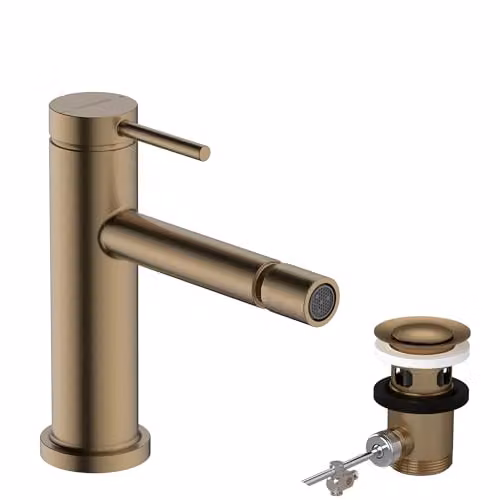 Grifo monomando para bidé Hansgrohe Tecturis S con vaciador automático en bronce cepillado