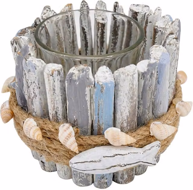 Portavelas Pez Signes Grimalt en color beige y multicolor para tealight, An/An/Al: 12 x 12 x 9 cm