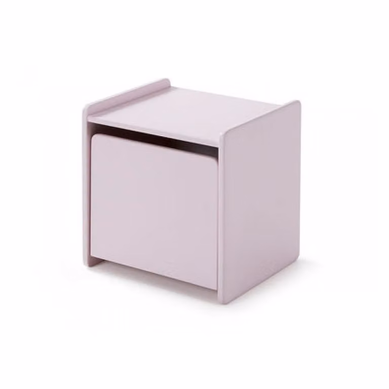 Mesa de noche Vipack de una puerta en color rosa viejo con acabado mate y diseño minimalista