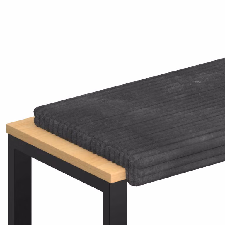 Cojín de banco rectangular de terciopelo corduroy vidaXL en gris oscuro con relleno de espuma y base antideslizante
