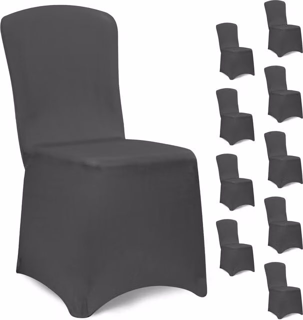 Juego de 10 fundas elásticas para sillas de comedor Detex en color antracita