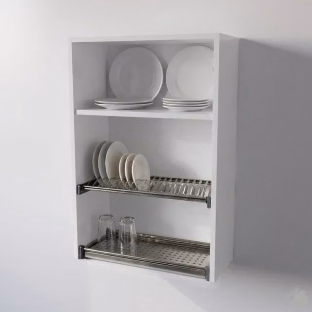 Mueble escurreplatos colgante Calandrelli en color blanco con puertas batientes, An/P/Al: 60 x 33 x 90 cm