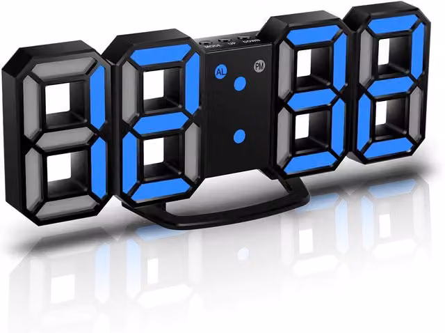 Reloj Despertador Digital LED 3D Timorn Negro con 3 Niveles de Brillo, Función Snooze y Luz Nocturna