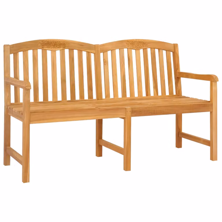 vidaXL Banco de Jardín Tallado a Mano en Madera de Teca Color Marrón An/P/Al: 150,5 x 60 x 95 cm