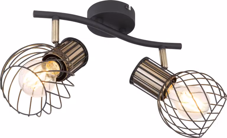Foco de techo Globo Lighting en metal negro con detalles dorados, forma de esfera, An/P/Al: 29,6 x 23 x 18,5 cm