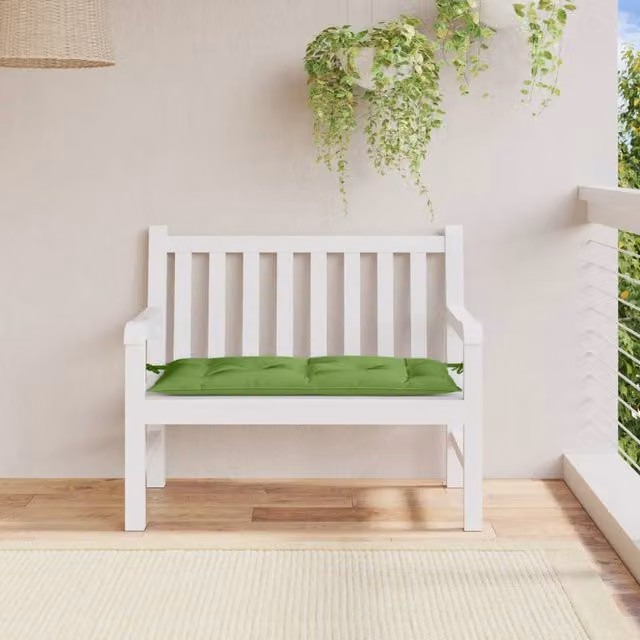 Cojín para banco de jardín SYFAX en tela verde melange, resistente a los rayos UV y antideslizante, An/P/Al: 100 x 50 x 7 cm