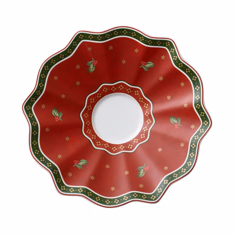 Plato para taza Villeroy & Boch Toy's Delight de porcelana en blanco y rojo, Diámetro: 19 cm