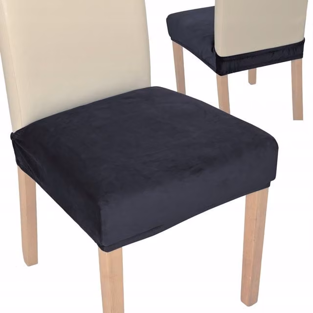 Funda de terciopelo para silla de comedor Tess en color grafito con banda elástica