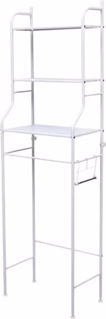 Estantería organizadora sobre inodoro Dasck de metal con 3 baldas, color blanco, An/P/Al: 47 x 25 x 155 cm