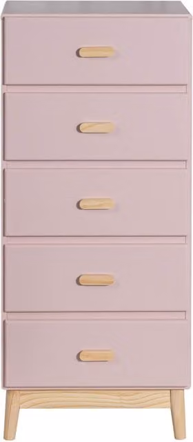 Cómoda de estilo escandinavo Rebecca Mobili Orchidea en color rosa y marrón, fabricada en MDF y madera de pino, An/P/Al: 115 x 50 x 40 cm