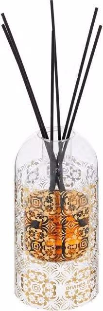 Difusor de varillas Ilan de Atmosphera con aroma de especias, madera y frescura en envase de vidrio naranja transparente de 500 ml