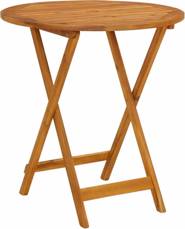 Mesa plegable de jardín Syfax de madera de acacia aceitada en color marrón y multicolor, forma redonda, An/P/Al: 70 x 70 x 75 cm