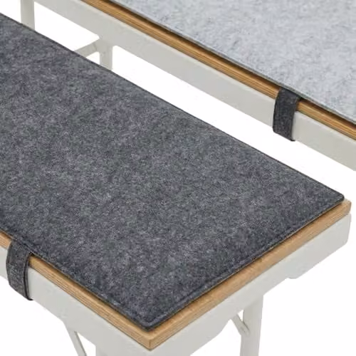 Set de 2 cojines para banco de cerveza DuneDesign de fieltro gris, reversibles y lavables, An/P/Al: 120 x 25 cm