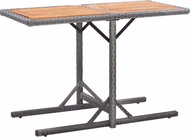 Mesa de jardín rectangular SYFAX de ratán sintético y madera de acacia en color gris antracita