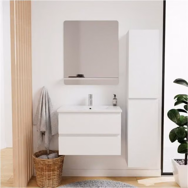 Mueble de baño moderno Mob In con lavabo y espejo en color roble y blanco An/P/Al: 60 x 46 cm