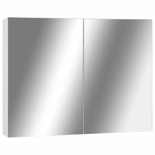 Armario de espejo moderno Helloshop26 para baño en color blanco y plata, An/P/Al: 80 x 15 x 60 cm